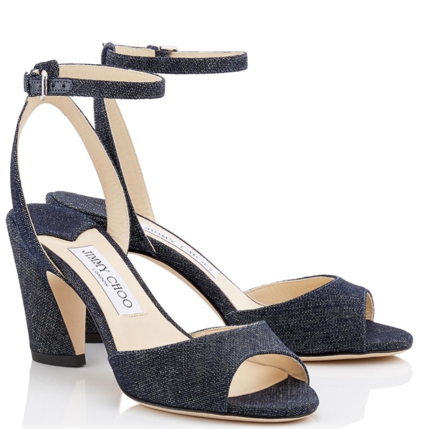 Jimmy Choo Miranda 65 Denim Sandals, 3 Inch Heel, Size 38!